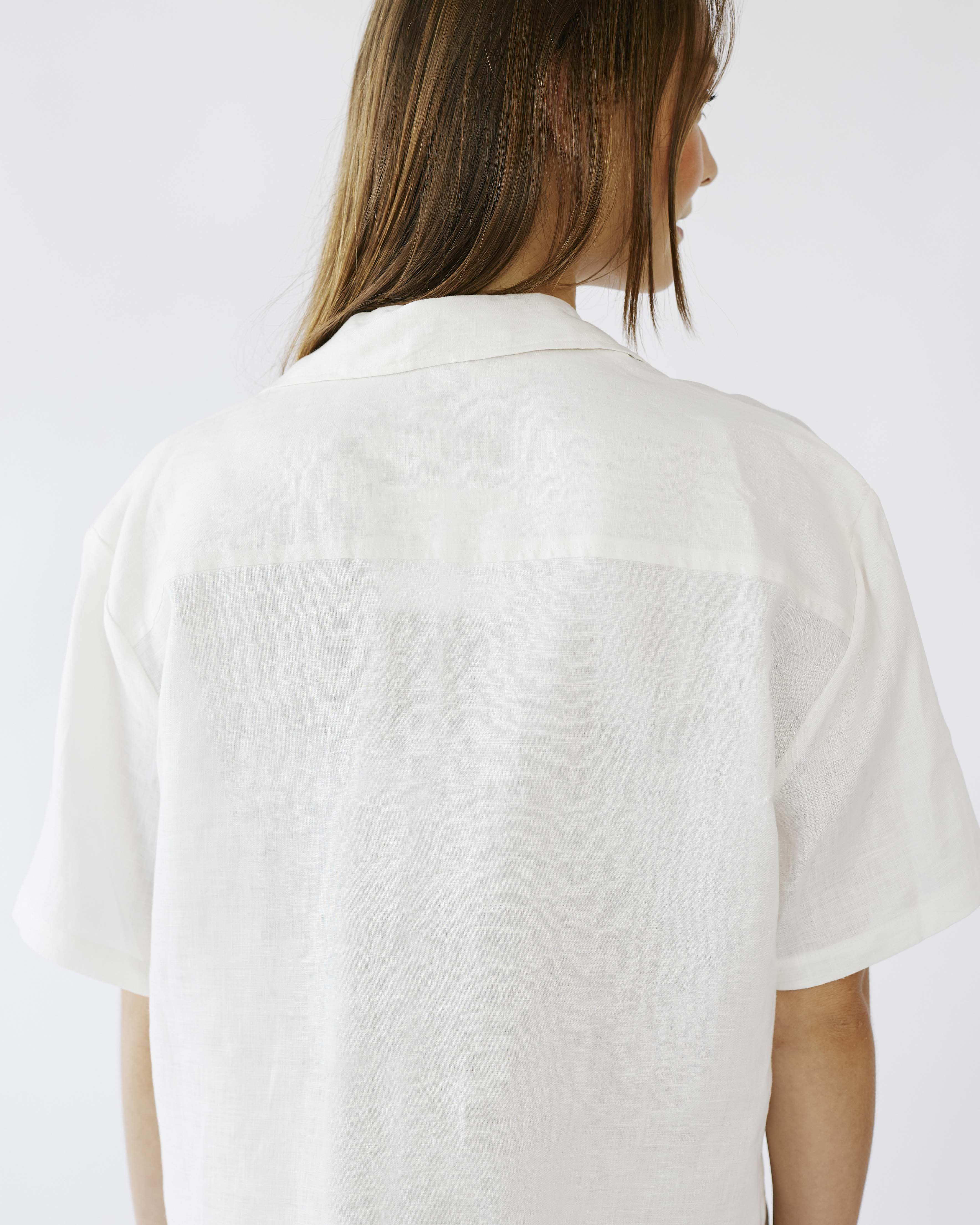 Revere Collar Linen Shirt in Milk - Me&B