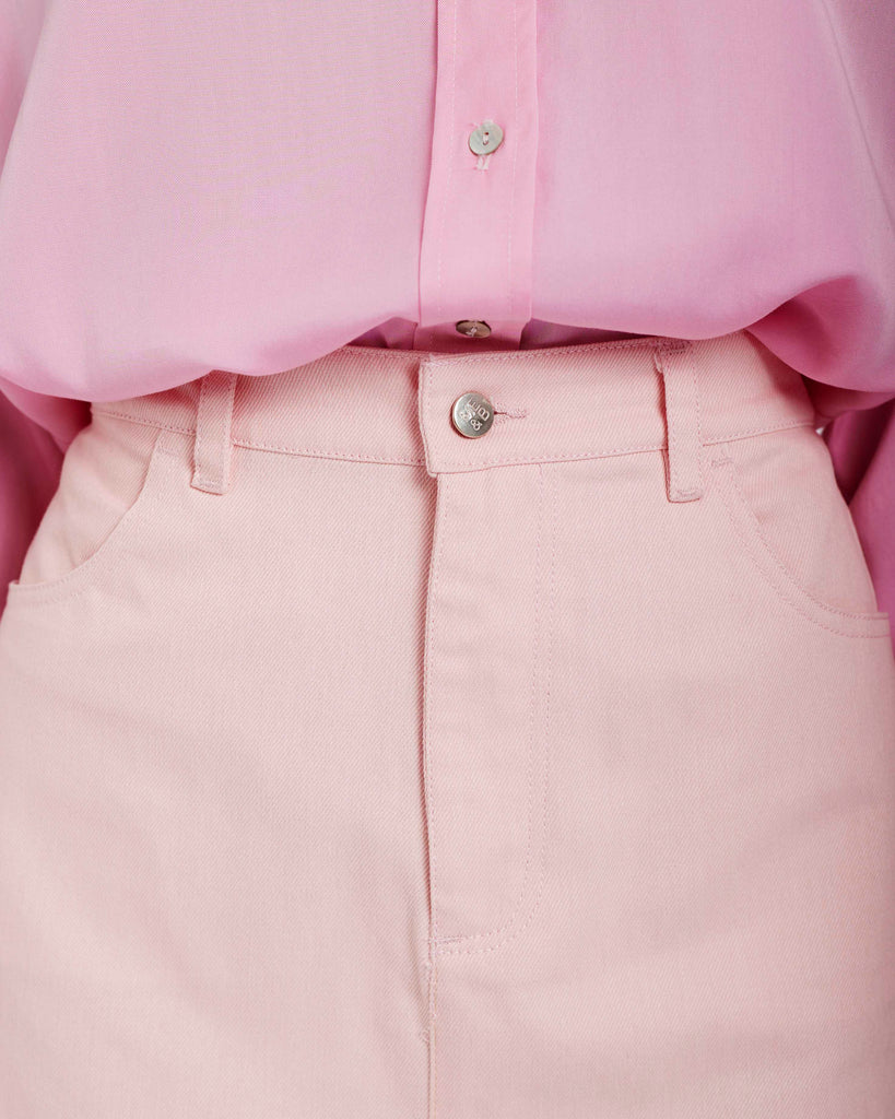 Me & B. Skirt. Women. Pink maxi skirt. Maxi skirt. Denim maxi skirt. Pink denim maxi skirt. Skirt with slit. Local clothing brand