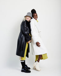 Me & B. Jacket. Coat. Women. Fur coat. White fur coat. Leather jacket. White leather jacket. White leather jacket with fur. White winter coat. Local fashion Cape Town