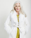 Me and B. Jacket. Coat. Women. Fur coat. White fur coat. Leather jacket. White leather jacket. White leather jacket with fur. White winter coat. Local fashion Johannesburg