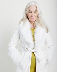 Me and B. Jacket. Coat. Women. Fur coat. White fur coat. Leather jacket. White leather jacket. White leather jacket with fur. White winter coat. Local fashion Johannesburg