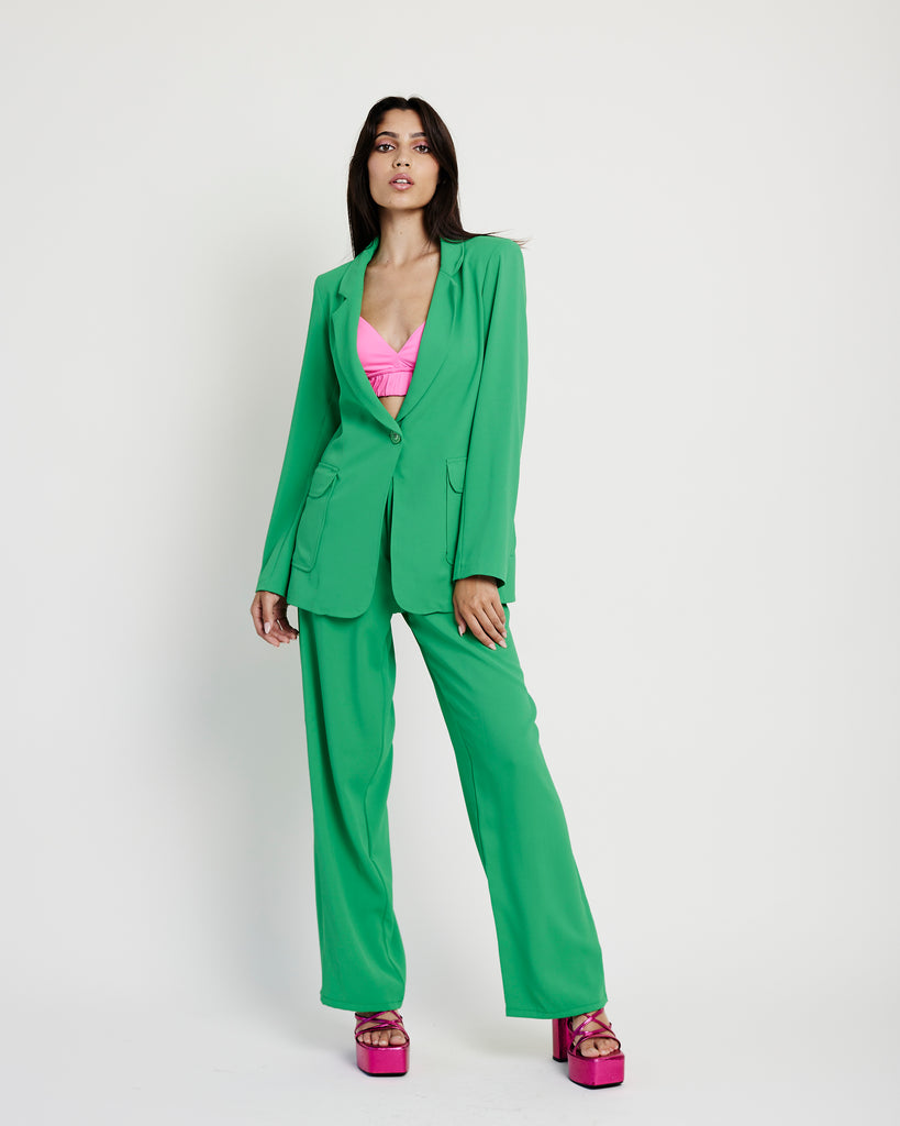 MeandB. Suit pants. Women's clothing. Green suit pants. Emerald green suit. Green suit set. Local clothing brand Cape Town.