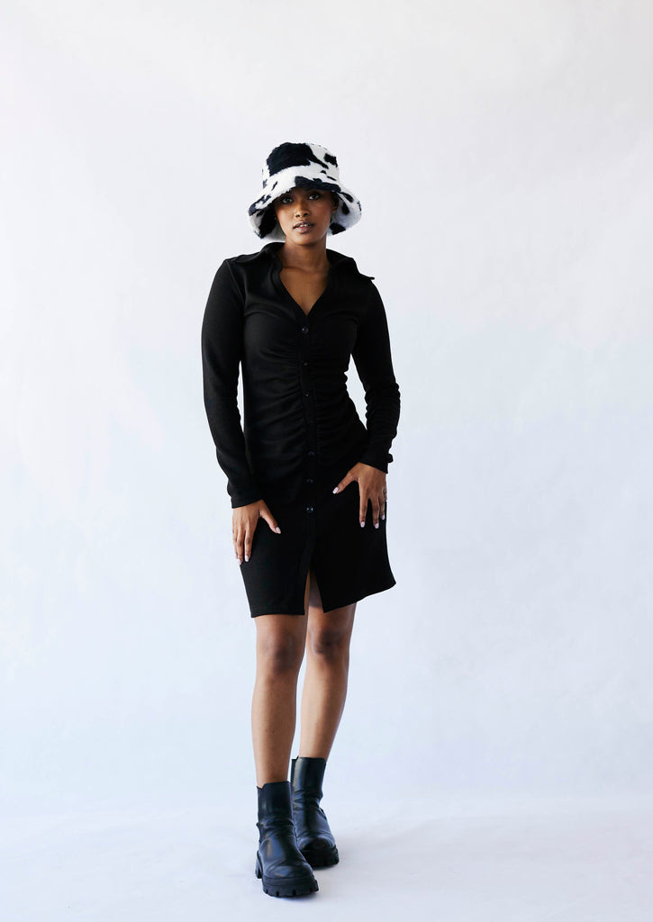 The Petra Gauged Bodycon Dress in Black - Me&B