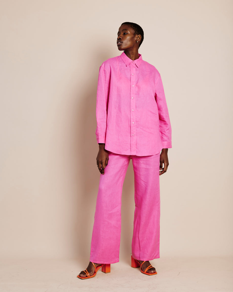 Baby Pink Linen Co-Ord Set For Women | Linin – LININ