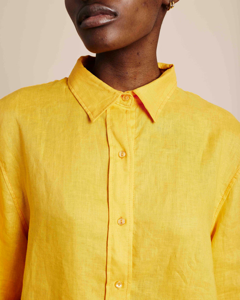 Me&B. Women's Clothing. Shirts. Mango Linen Shirt. Yellow Linen shirt. long sleeve linen shirt. Local Cape Town Brand.